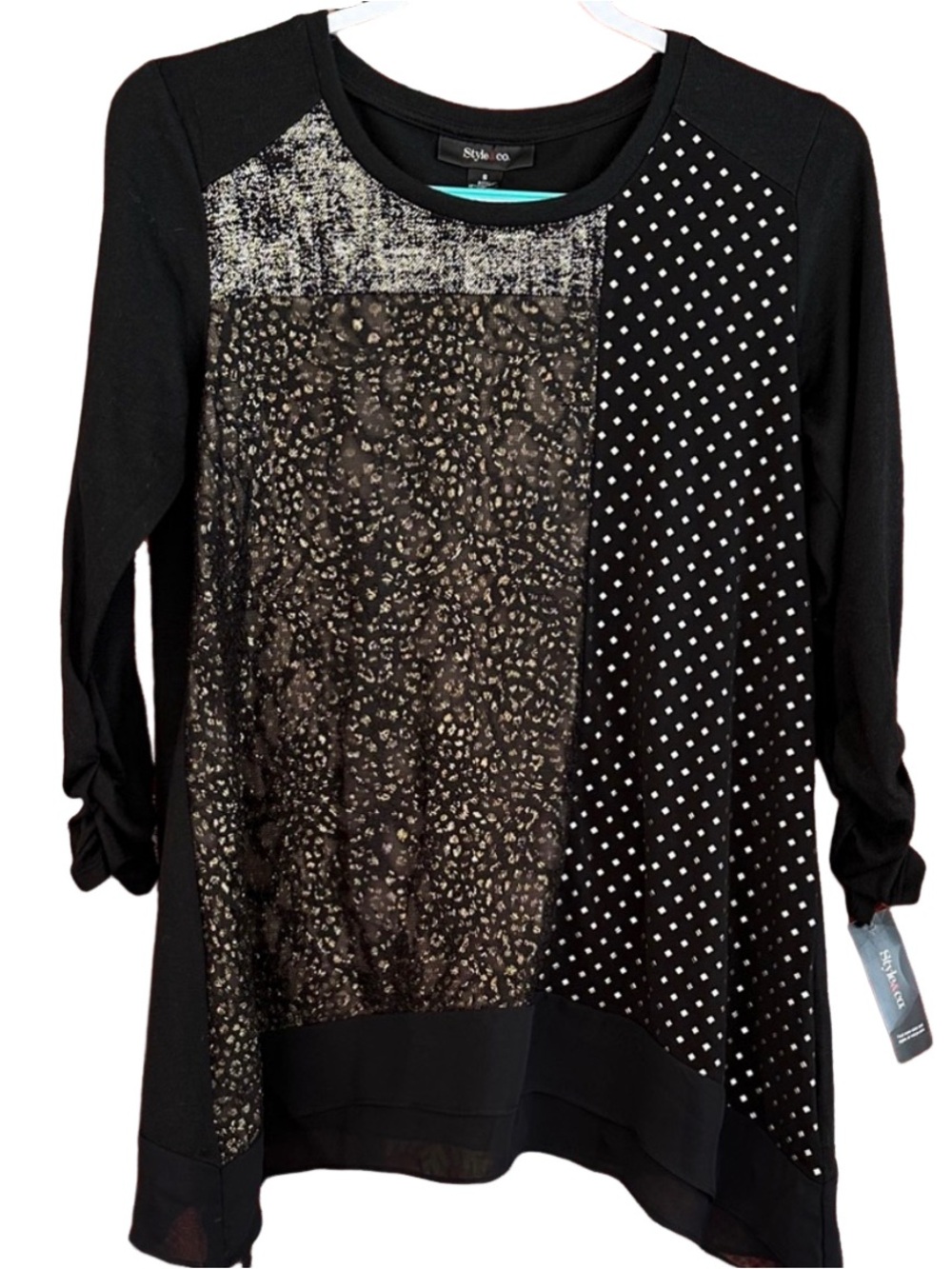 Style&Co Black and Gold Patterned Blouse NWT